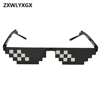 ZXWLYXGX Точки от 8 Бита MLG Пикселова Слънчеви Очила Мъже, Жени Марката Thug Life Party Очила Мозаечни Vintage слънчеви Очила