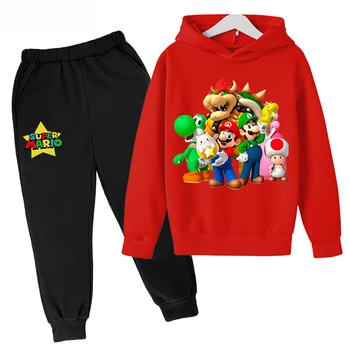Детски дрехи Марио-Bros Панталони с качулка, 2 бр. Комплекти за Модерни всекидневни, спортни костюми за момичета и момчета с Качулки мультфильмами Костюм, Подарък за дете