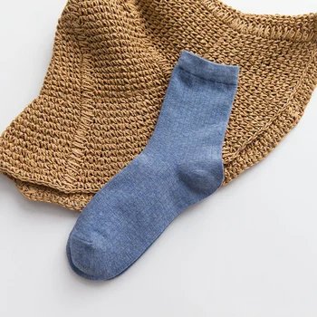 3 чифта/комплект памучни женски чорапи-тръби Обикновена дишащи дълги чорапи с двойна игла Бели, Черни и зелени дамски чорапи за всеки ден топли
