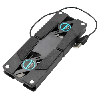Новият Портативен Бюрото за вашия Лаптоп Поддръжка на Двоен Вентилатор за Охлаждане Поставка за преносим компютър Сгъваема Поставка за USB-багажник Black