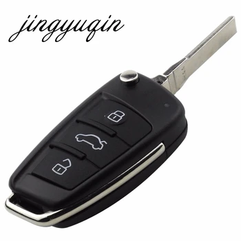 Jingyuqin 3/4 Бутона Сгъваем Калъф за дистанционно на ключа на автомобила калъф за Audi Q7 A3 A4 A6 A6L A8, TT Ключодържател Калъф