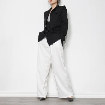 CHICEVER Черни минималистичные блузи за жени и яка и дълъг ръкав Темперамент Ежедневни Дамски блейзери мода нови Дрехи 2022