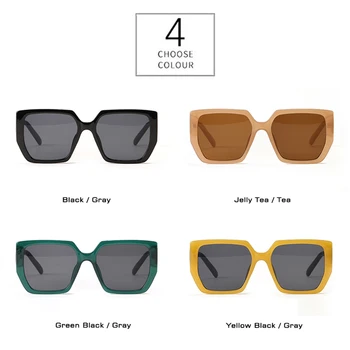 SO&EI Модни извънгабаритни Полигони Квадратни Дамски Слънчеви очила Ретро Желе Супени Очила Мъжки Зелени Жълти нюанси Слънчеви очила с UV400