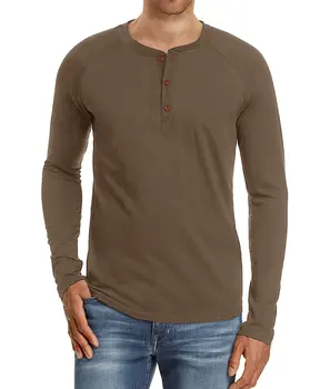 Тениска LQY2 с дълъг ръкав и яка Хенри долна риза мъжката есенно-зимна горна голяма мъжки дрехи