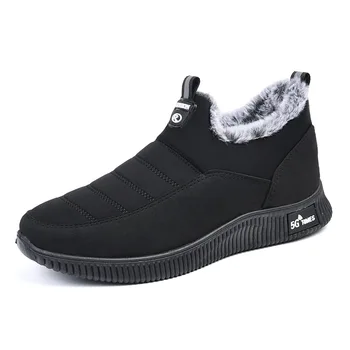 Нови модни мъжки обувки, Кожени мъжки зимни обувки Пара Затопля зимни обувки Удобни мъжки маратонки Botas Hombre на открито