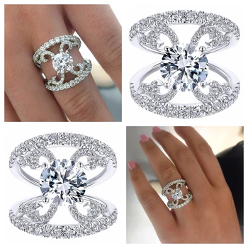 CAOSHI Луксозно Модно дамско вечер пръстен с блестящ кристал CZ Прекрасен подарък за годишнината, за жени и Модерен дизайн на Бижута