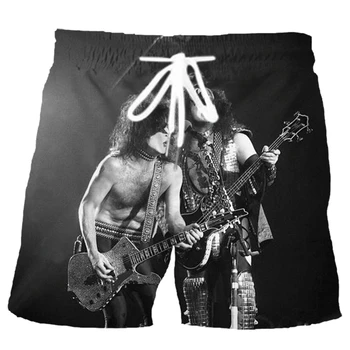 Популярна метъл-рок група KISS band 3D-печат мъжки летни модни шорти хип-хоп на плажа Харадзюку универсални спортни панталони