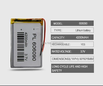 4шт 3,7 4000 ма 606090 Литиево-полимерна Акумулаторна Батерия За GPS MP4 Камера Power Bank Таблет Електрически Играчки PAD DVD