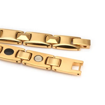 Титан златна гривна Wollet за мъже Идея за подарък за рожден Ден с магнити 5 в 1 21,5 см/10 мм (TIB-4705G)