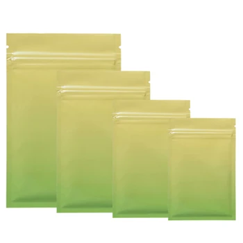 50 бр. Жълто-Зелен Наклон топлинно запечатване храни безопасна чанта за съхранение на Плоска чанта с цип от алуминиево фолио с цип Майларовые чанти