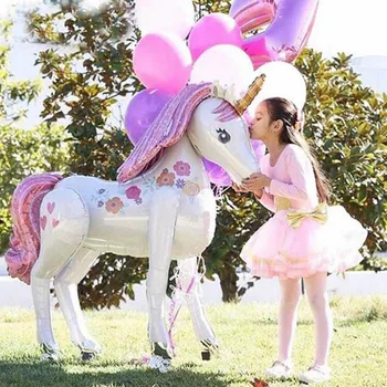 116 см 3D Еднорог балони, Празнични аксесоари за Сватба парти оформление Душата на дете Момиче Faovr рожден Ден Декорация на Детска играчка