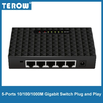 Gigabit switch 5 Портове 10/100/1000 Mbit/4*LAN порт + 1*WAN порт SW1G-T5, Пълна/половин дуплекс Щепсела и да играе за PC / настолен компютър
