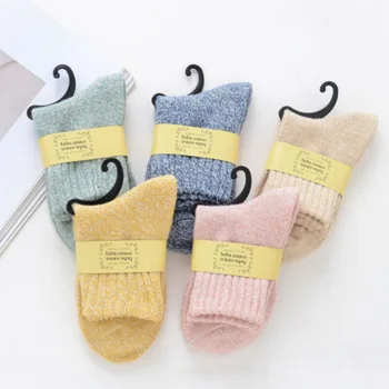 5 Двойки женските чорапи Зимните топлинни кашмир чорапи Дамски чорапи от домакинството е заек вълна Женски дебели чорапи за момичета Дама Calcetines Mujer