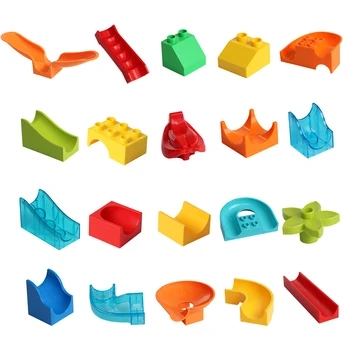 Голям Размер DIY Строителни Блокове Лабиринт на Състезанието Мраморни Блокове Аксесоари САМ Събрание Тухли Играчка За Деца