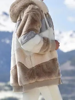 Зимна мода Дамско палто с Ново Ежедневно с качулка на цип Дамски дрехи Кашмир дамско яке Зашити в клетка Дамски палта