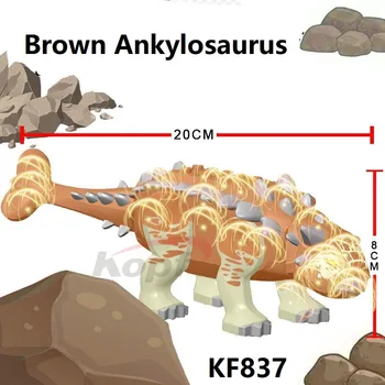 Градивни елементи за животни Сребристо-кафяв Анкилозавр Тъмно синьо Борба с Пребит Фигурки За детски играчки KF836 KF837