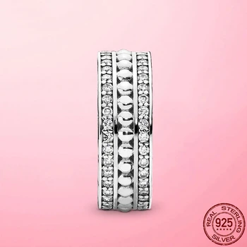925 Сребърни пръстени, инкрустирани под формата на обръч с цирконии Дамска Мода Изискани Бижута 2021 Ново Стерлинговое Сребро Кръгло женски идеалният Подарък пръстен