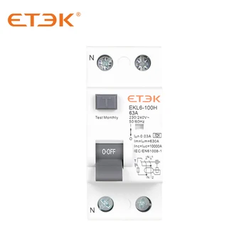 ETEK EKL6-100H-1N6330A RCCB 10KA 1P+N 63A 30ma Тип A