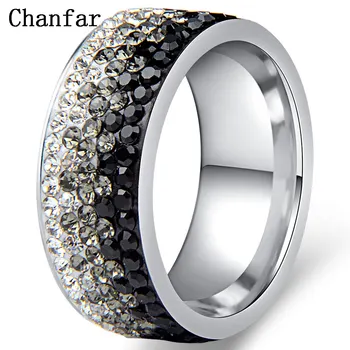 Chanfar Елегантен пръстен с кристал AAA 6 7 8 9 10 размер Любовен Чар Пръстени от неръждаема стомана За жени, Модни бижута Гореща Разпродажба Подарък