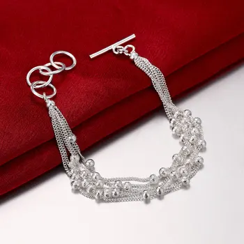 Продажба на едро мъниста верига сребърни гривни за жени дама сватба високо качество на бижутата Коледни подаръци сладък подарък H030