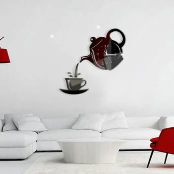 3D Стенни Часовници Акрилни Чаши за Кафе Чайници Идеалното Изкуство за Украсяване на Модерните Стенни Часовници За дома can CSV