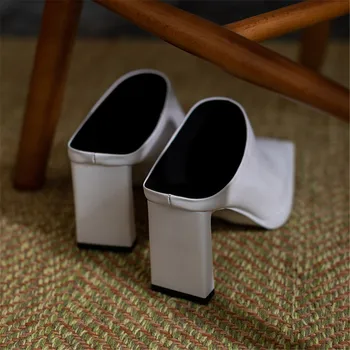 VLADO-MIYA Мода Квадратен чорап Обикновен дамски обувки от естествена кожа на дебелите токчета, без закопчалка, вечерни летни обувки Размер диапазон 34-40