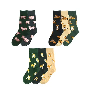 Сладки Щастливи Новост SocksAnimals Модни забавни чорапи Мопс памучни чорапи за екипажа на Дамски унисекс Хипстерские дамски чорапи Harajuku