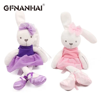 1бр 42 см сладък заек носят кърпа с роклята плюшени играчки, меки кукли, животни Балетен заек за малки деца, подарък за рожден ден