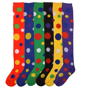 Клоун Цветни Парти Начало Подарък Памучни Чорапи до коляното Чорапи над коляното Дамски Памучни Чорапи