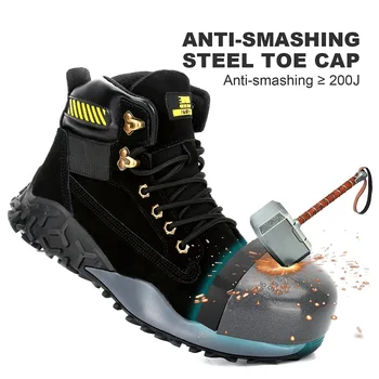 Защитни обувки JIEFU за мъже, Водоустойчиви работни обувки, устойчиви на хлъзгане, Неразрушаемая строителна обувки за тежката индустрия