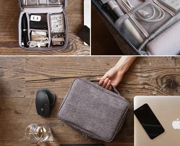 Кабелна чанта за пътуване Преносим Цифров USB-приспособление, Органайзер, Зарядно, Кабели, Козметична чанта за съхранение с цип, Комплект, Аксесоари, Консумативи
