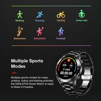2021 Нови мъжки смарт часовници Сърдечен ритъм, кръвно налягане, IP68 водоустойчив спортни фитнес-Луксозни часовници смарт часовници за мъже за iOS и Android