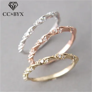 CC Прости пръстени за жени Пръстен с кубическим цирконием за младоженци Годежен пръстен Модни бижута Bijoux Femme CC2124