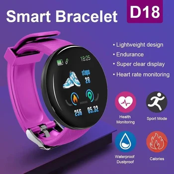 2021 Модни умен часовник D18 За мъже и жени Fitpro Часовници са Подходящи за измерване на кръвното налягане и Сърдечната честота Спортни Водоустойчив умни часовници с френски испански