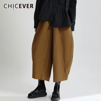 CHICEVER Черни Свободни Всекидневни спортни панталони за жени с висока талия Извънгабаритни обикновена минималистичные панталони Дамски корейската мода 2021