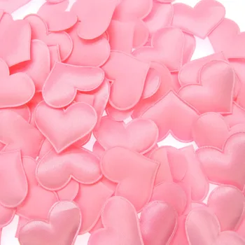 100 бр. Копринени розови венчелистчета на сърцето, бросающие изкуствена гъба, сушени цветя, апликация за празнична маса, декорация на сватбени легла 3,2 см