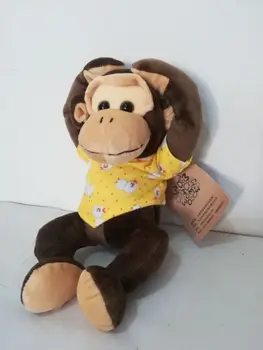 25 см прекрасна карикатура маймуна мека играчка плюшен, облечена в плат, кафява кукла маймуна подарък за рожден ден w0346