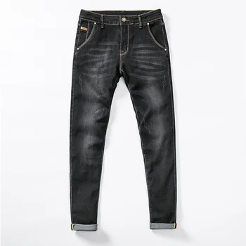 7 Цвята Мъжки ластични тесни дънки Модерни Ежедневни плътно прилепнали дънкови панталони Мъжки сив Черен Бели панталони цвят Каки Мъжка марка