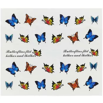 C28 САМ Маникюр Слайдер Щампована Стикер за нокти Синя Пеперуда на Червена пеперуда Лепило За Нокти Съвети за Украса на Етикети 1 бр.