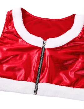 TiaoBug 4 бр. За жени Горещ Костюм на Дядо Коледа е Коледен карнавалните костюми Фланелевый съкратен топ и къси панталони с шапка и Ръкавици без пръсти