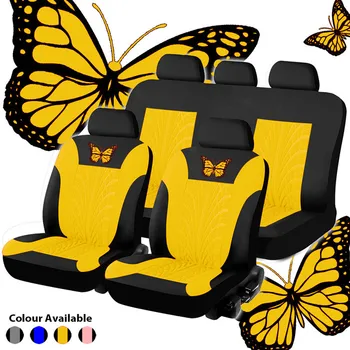 Универсален Комплект калъфи за автомобилни седалки за жени Модерен 3D принт Пеперуда Предните и задните Седалките Дишащ Протектор на столчето за кола
