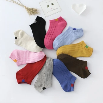 1 Чифт Унисекс Дамски памучни чорапи на райета с къси деколте на щиколотке Без показване на Ежедневните меки