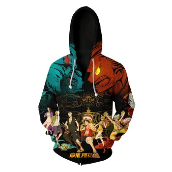 Рафальгар Лоу Cosplay Пирати Сърце 3D Печатна Hoody с качулка Hoody за мъже и жени Ежедневна Мода Спортна Универсална Градинска облекло Качулка
