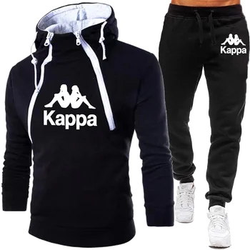 Мъжки Брандираната печат Спортен костюм за бягане с цип Спортни дрехи Пуловер с дълъг ръкав Hoody с качулка Чист Цвят Панталони 