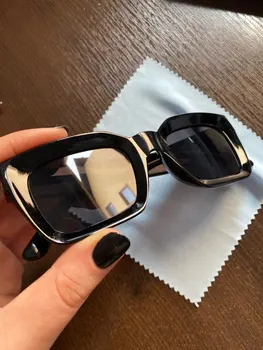 Топ Квадратни слънчеви очила За жени Луксозни Черни нюанси Дамски слънчеви очила Модерен за пътуване на открито Извънгабаритни дамски слънчеви очила