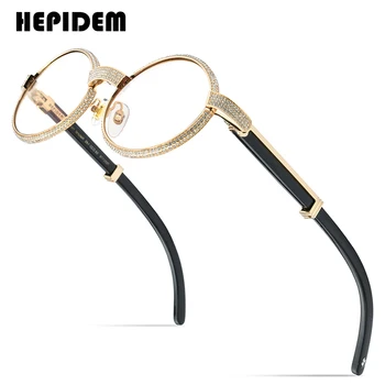 Очила HEPIDEM от рог на бизон с Високо качество За мъже Кръгли Маркови Дизайнерски Луксозни диамантени Луксозни очила за жени 7550179