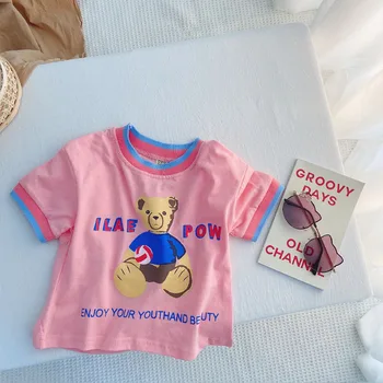 Модни детски дрехи за малките момичета Тениска с мечка+преливащи панталони 2 бр. Комплект дрехи за партита Принцеса Детски костюм 1-6 години