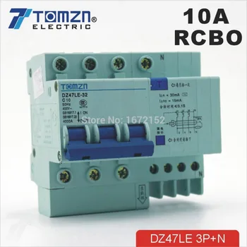 DZ47LE 3P+N 10A 400 v~ 50 Hz/60 Hz Автоматично включване на остатъчен ток със защита от претоварване работен ток и изтичане на RCBO