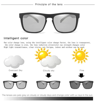 Поляризирани фотохромичните слънчеви очила За мъже За шофиране Хамелеон Слънчеви очила за мъже Промяна на цвета на Очила за шофьора Анти-UV Lentes Sol Hombre