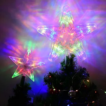 1бр 24/18 см Led Коледно Дърво Върха на Звездната Светлина Светещ Петолъчна Звезда Украси Коледната Елха Навидад Коледна Парти Декор Подарък